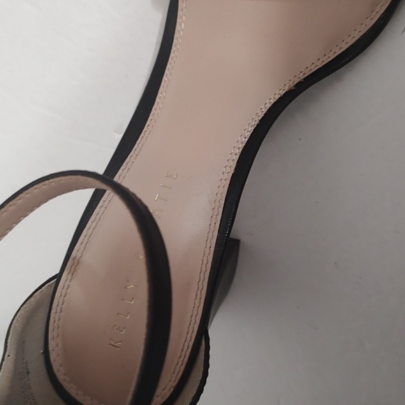 Black Faux Leather Kelly & Katie Ankle Wrap Heels Open Toe Sz 10 - Picture 3 of 4
